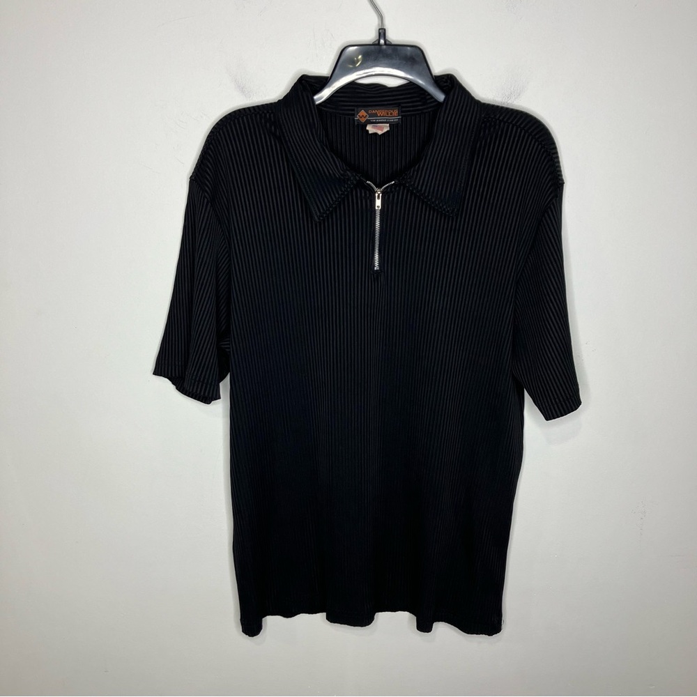 Vintage Dangerous Willie black ribbed polo shirt zipper motorcycle men's size XL